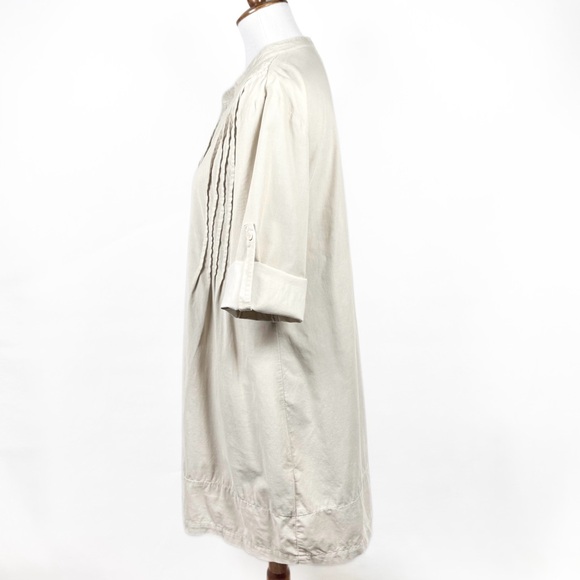 CP Shades Pintuck Pleated Velvet Corduroy Cream 3/4 Sleeve Roll Tab Tunic Top M - Picture 5 of 14